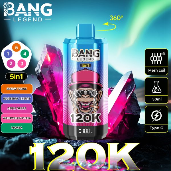BANG LEGEND 120K Puffs wholesale e cigarette disposable 5 flavors in one vaper - Image 6
