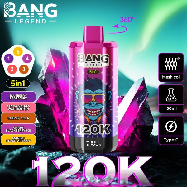 BANG LEGEND 120K Puffs wholesale e cigarette disposable 5 flavors in one vaper - Image 2