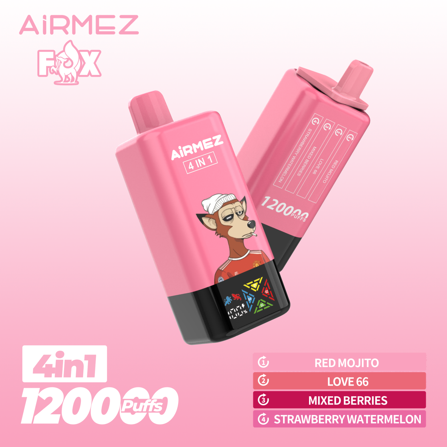 Airmez Fox disposable vape 4 flavors in 1 120k puffs vaper bar - Image 2