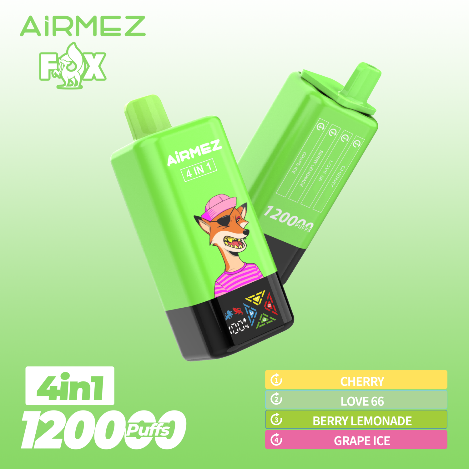 Airmez Fox disposable vape 4 flavors in 1 120k puffs vaper bar - Image 3