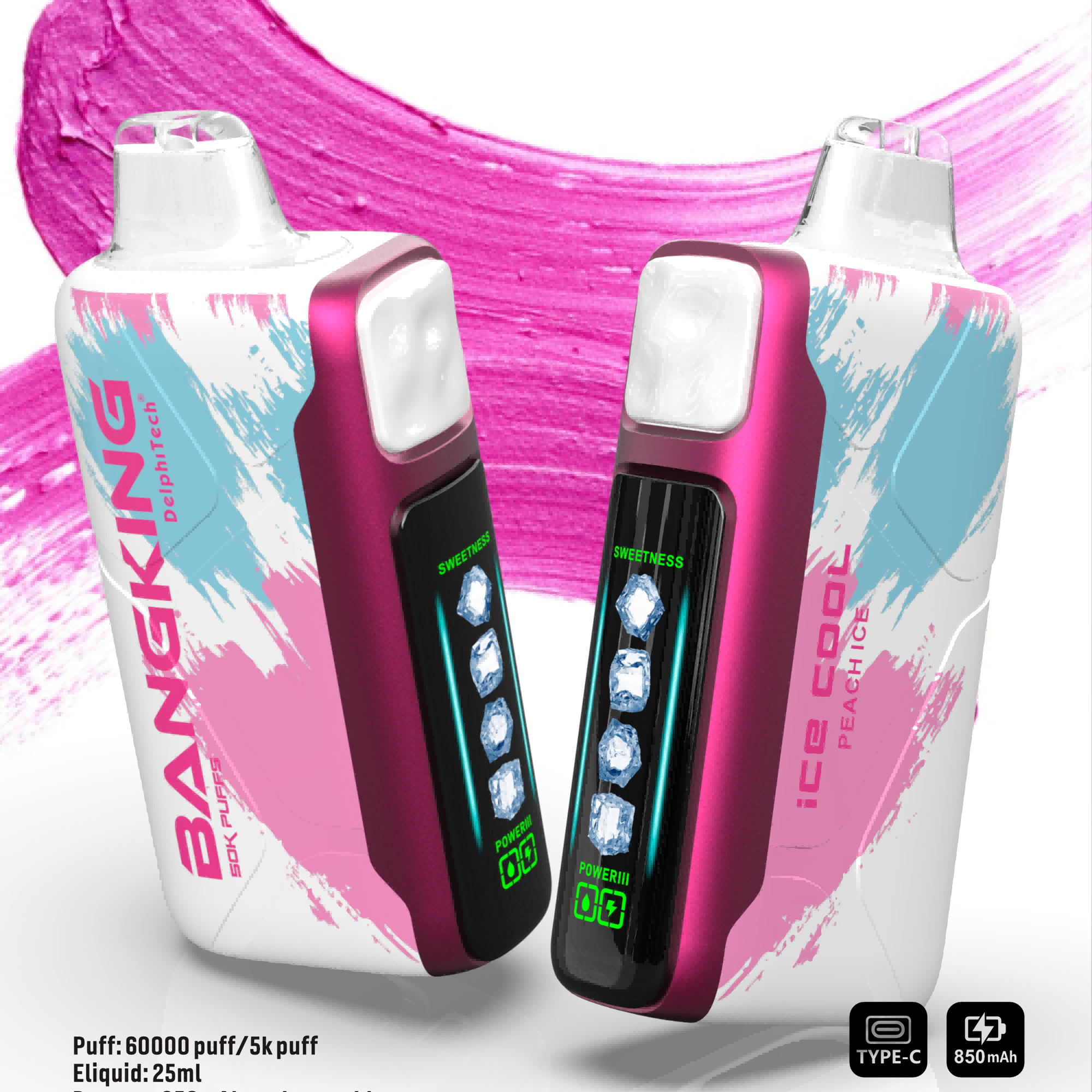 Adjust Ice level disposable vape 60k puffs