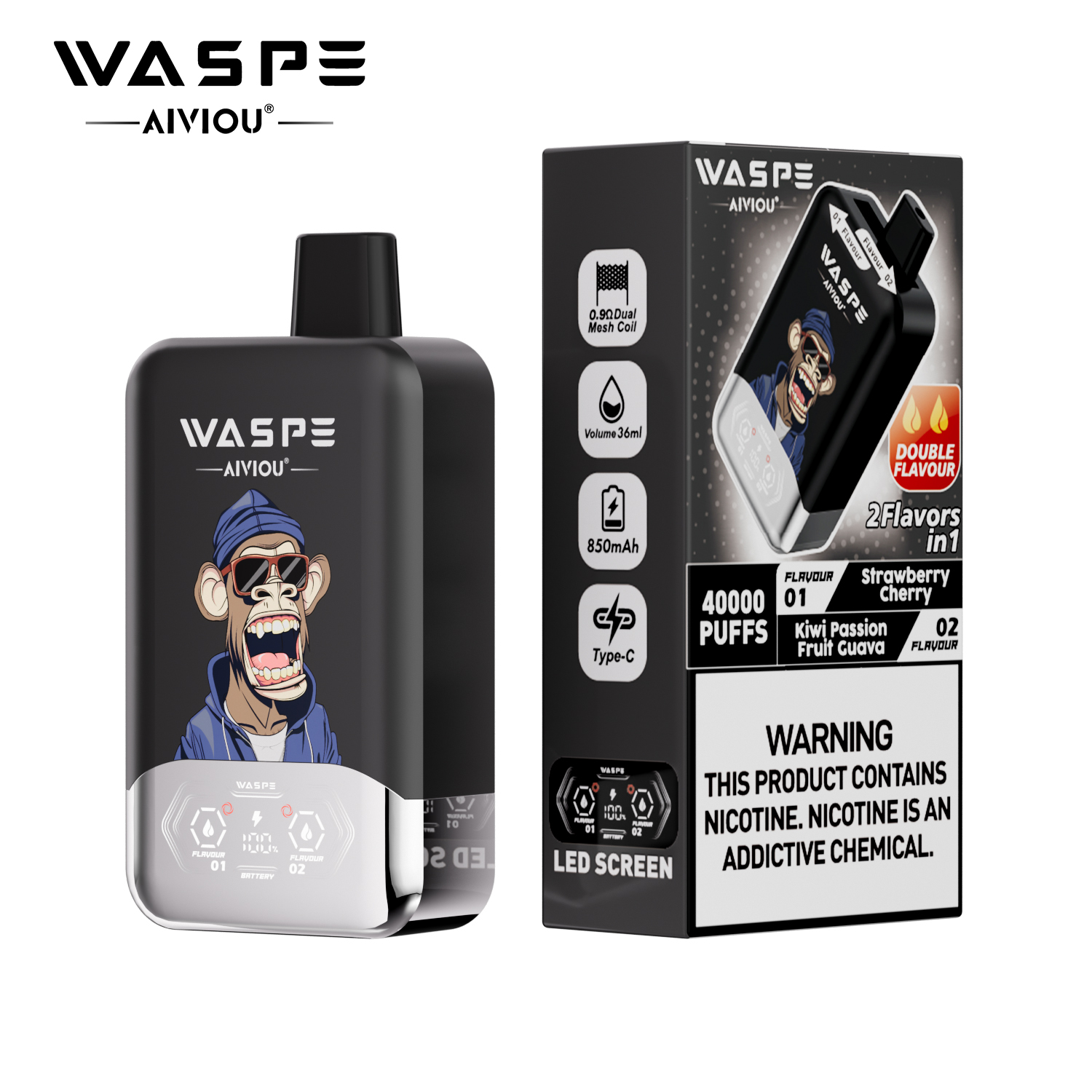WASPE Double Flavor 40k Puffs disposable e cigarette 2 in 1  vaper - Image 2