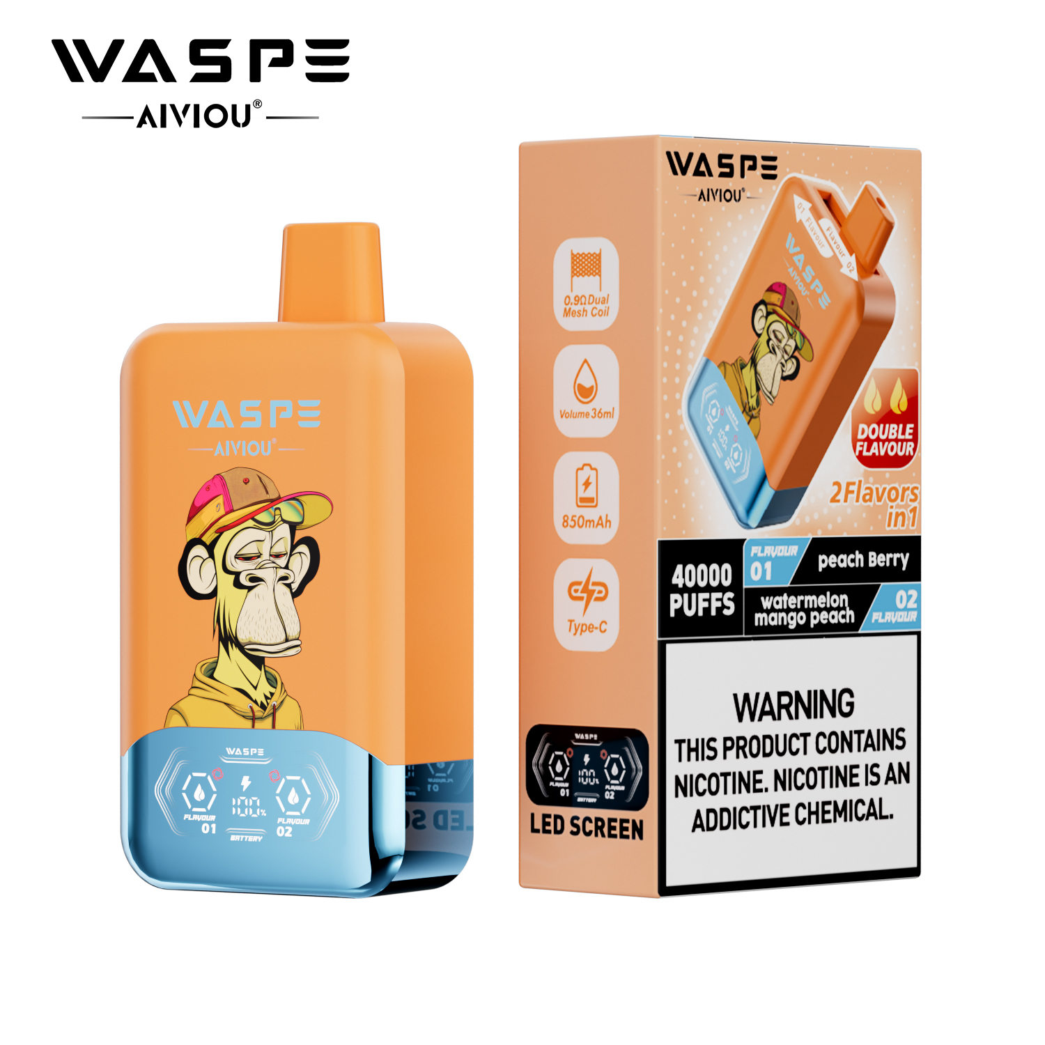 WASPE Double Flavor 40k Puffs disposable e cigarette 2 in 1  vaper - Image 7