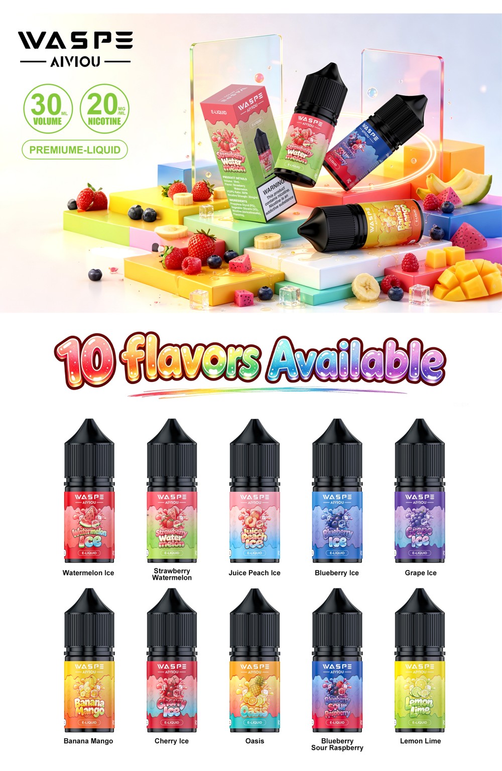 Waspe 30ml e-liquid wholesale product display