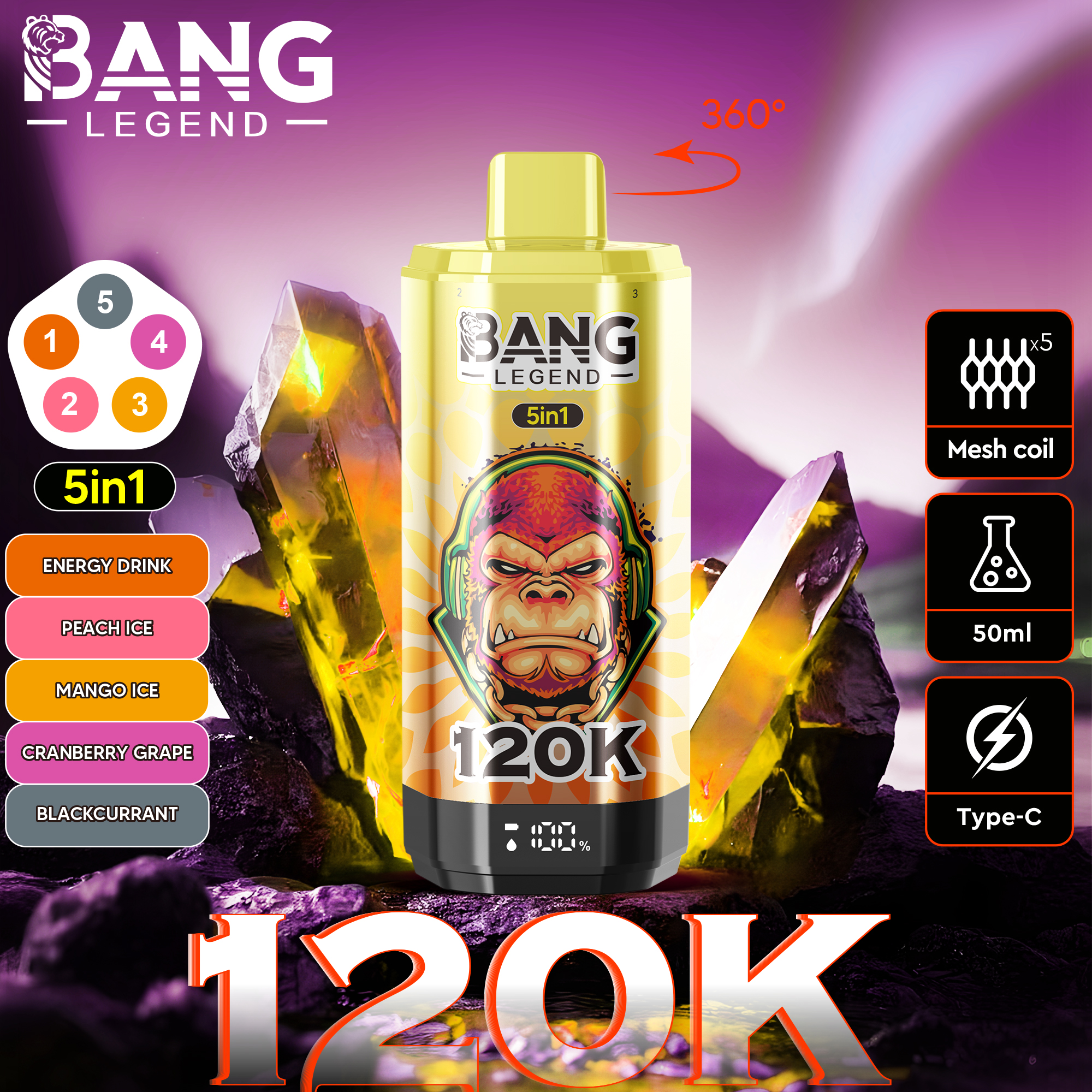 Bang Legend 120K puff wholelsale disposable Vaper bar – EU Warehouse - Image 3