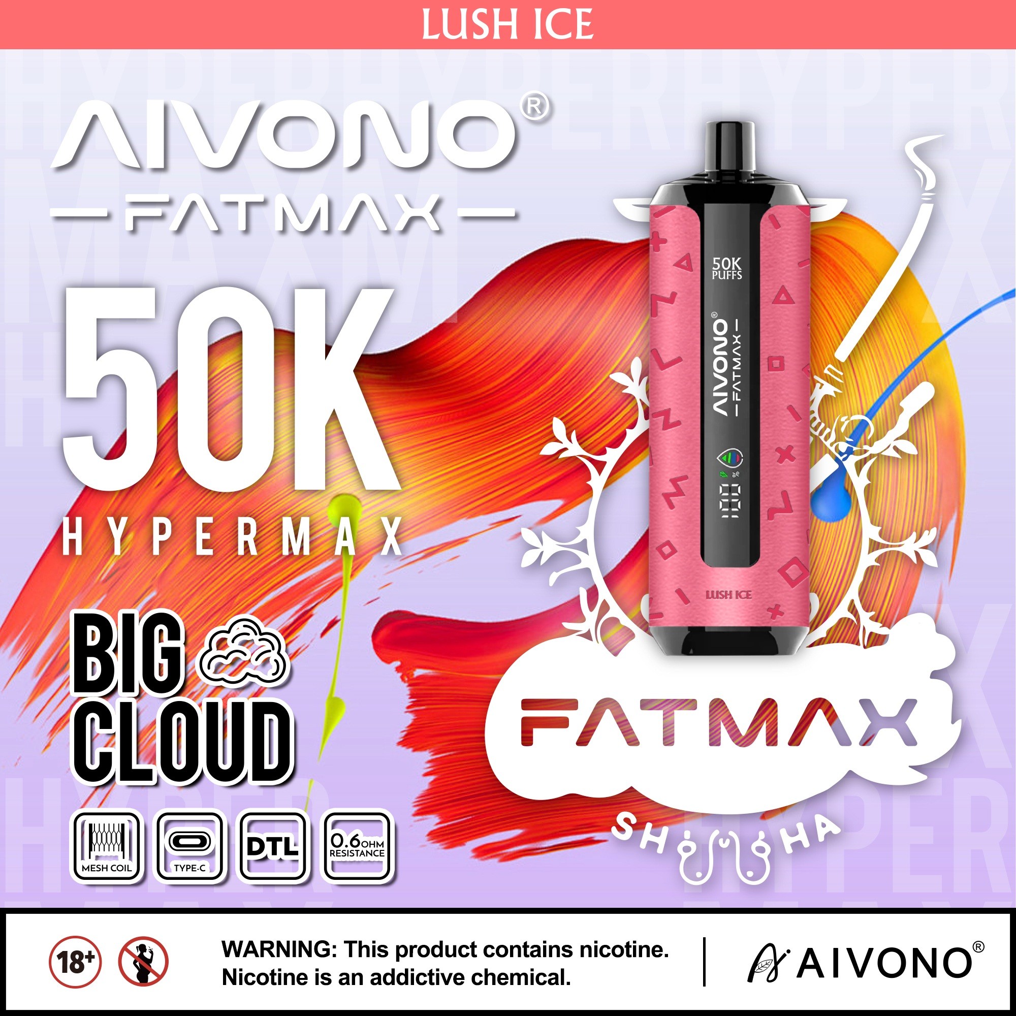AIVONO Fat Max 50K Puff DTL Disposable Vape – EU Warehouse - Image 3