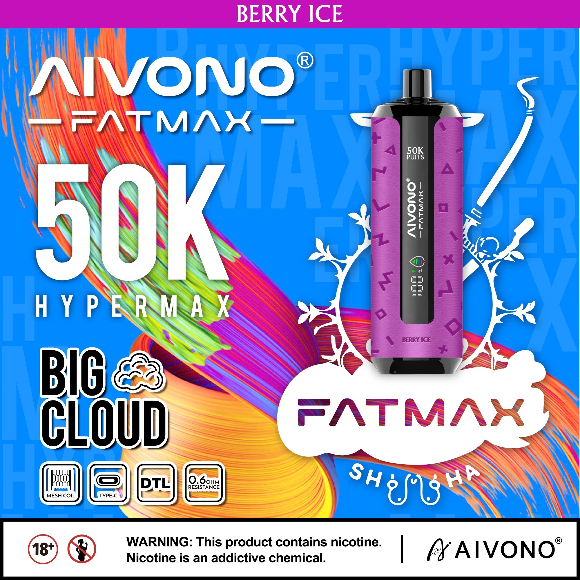 AIVONO Fat Max 50K Puff DTL Disposable Vape – EU Warehouse - Image 5