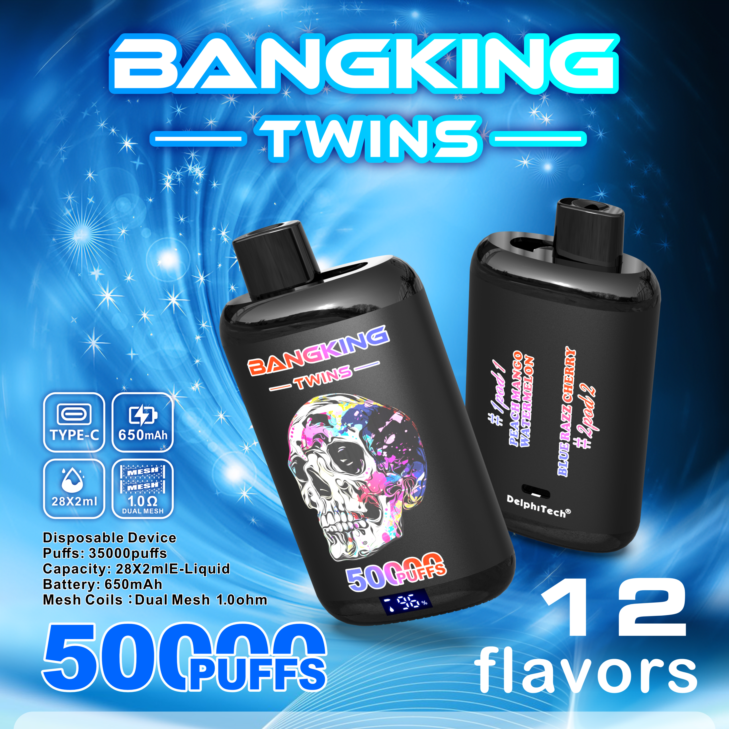 Bang King Twins 50K Puffs Disposable Vaper puff bar – EU Warehouse