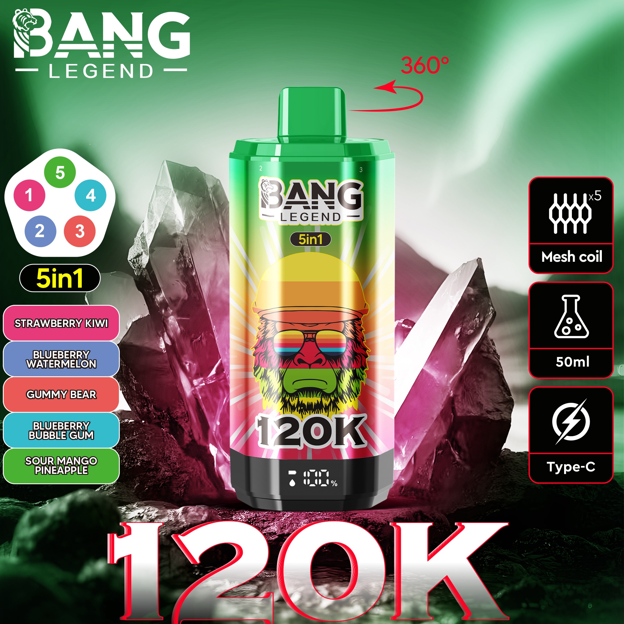 Bang Legend 120K puff wholelsale disposable Vaper bar – EU Warehouse - Image 4