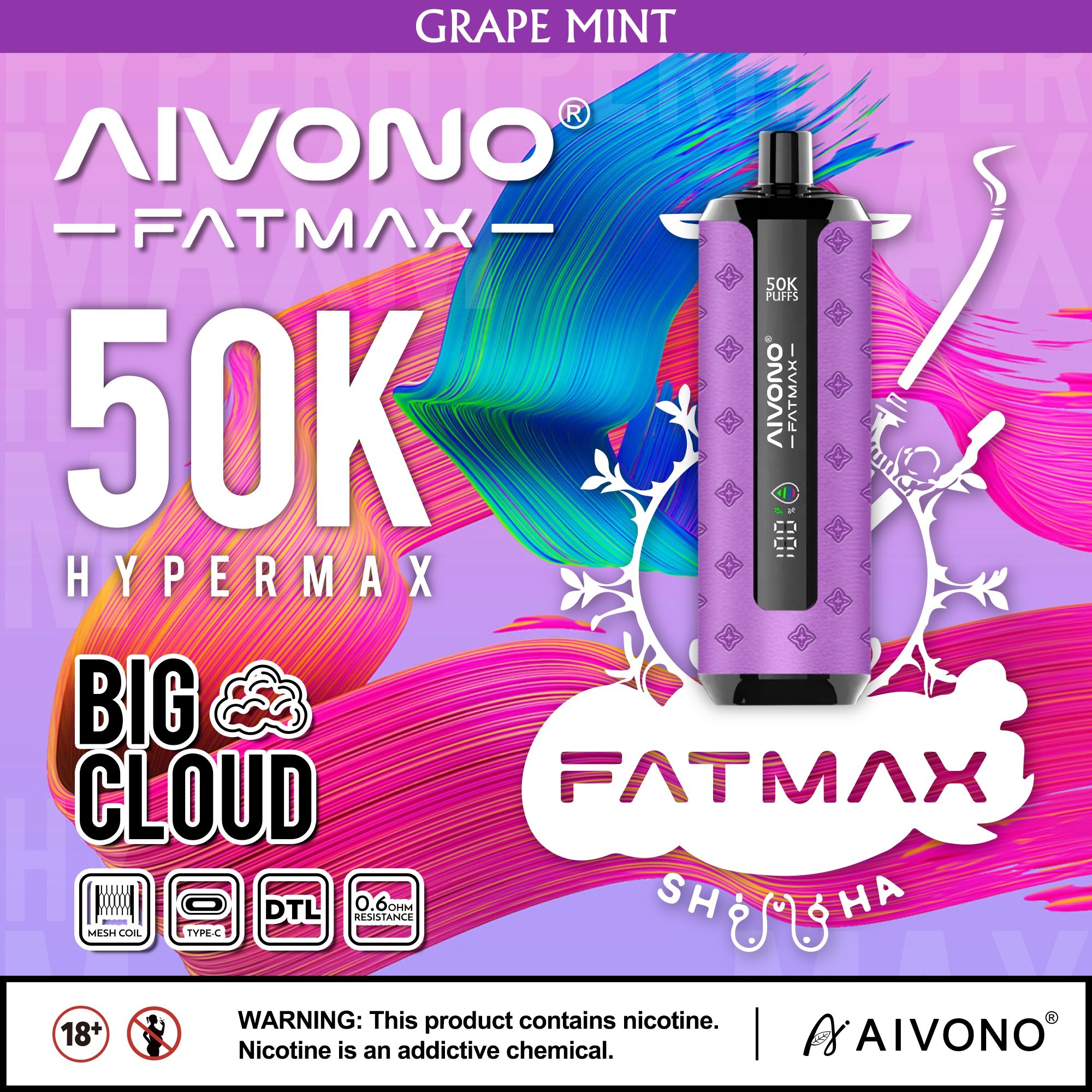 AIVONO Fat Max 50K Puff DTL Disposable Vape – EU Warehouse - Image 7