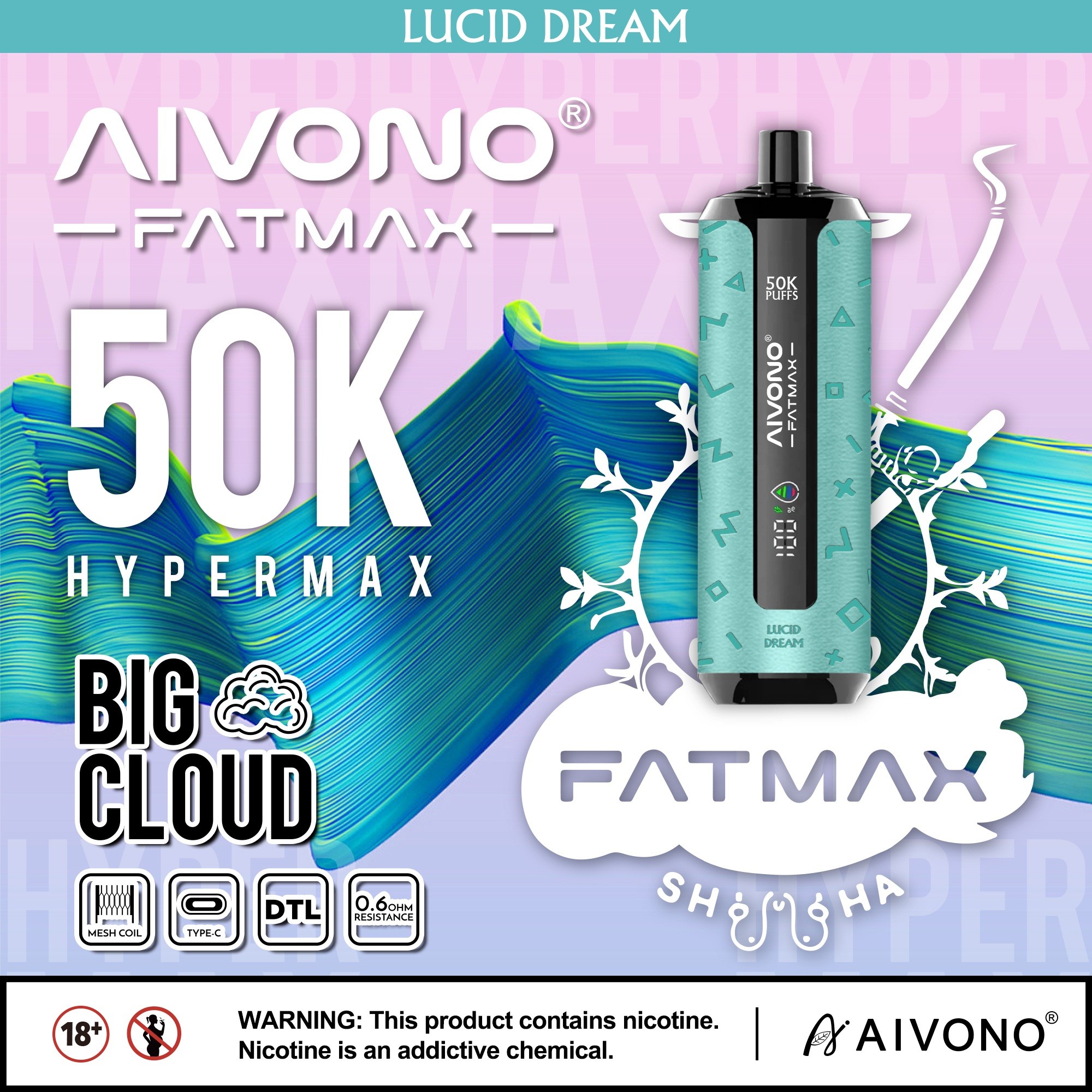 AIVONO Fat Max 50K Puff DTL Disposable Vape – EU Warehouse - Image 2